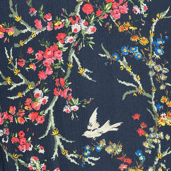 The Kooples Blue Bird Silk Chiffon Dress navy green yellow pink red white Medium - Picture 9 of 16